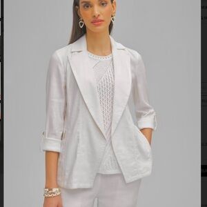 Chicos NEW White Stretch Linen Blazer Jacket size chicos 4 women’s 20 NWT